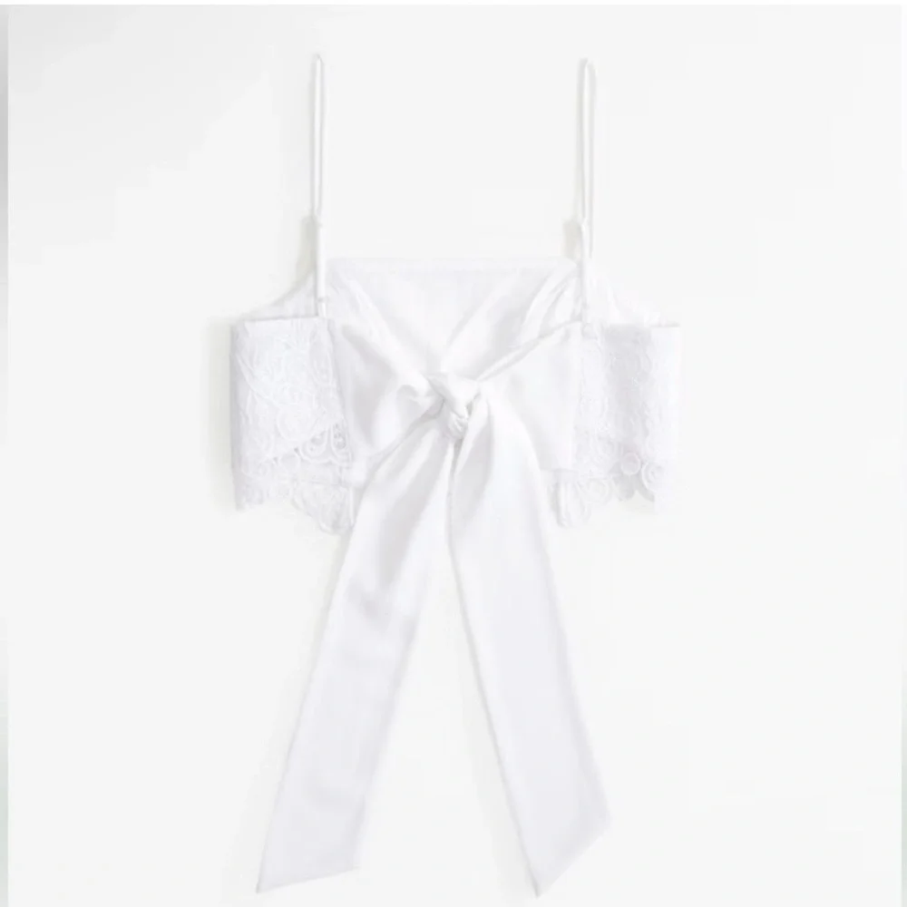Abercrombie Ultra Cropped Lace Squareneck Set Top NWT - Picture 7 of 10